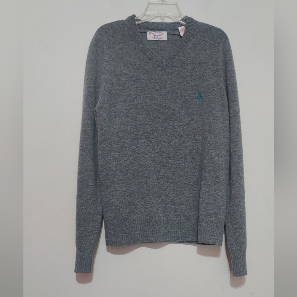 Penguin By MunsingWear 100% Lambswool Preppy V-Neck Sweater Sz-L